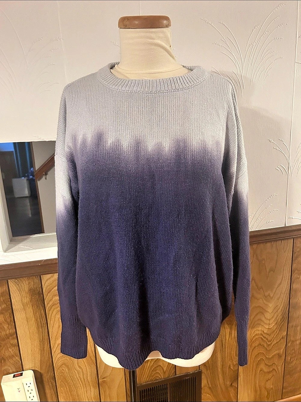 Ombre Crewneck Sweater in Purple & White